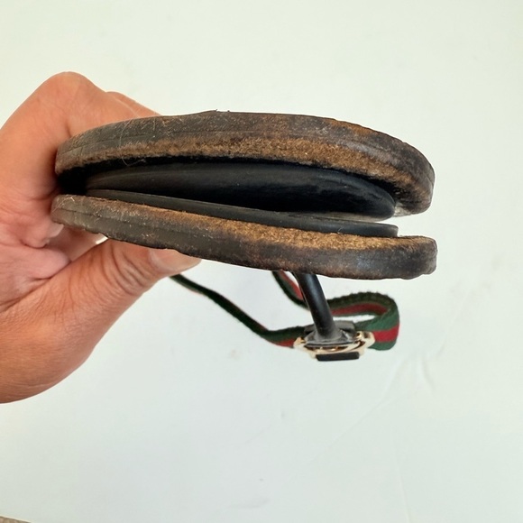 Gucci Black Red Green Leather Fabric GG web Thong flat sandals EU 39.5 - Picture 7 of 11